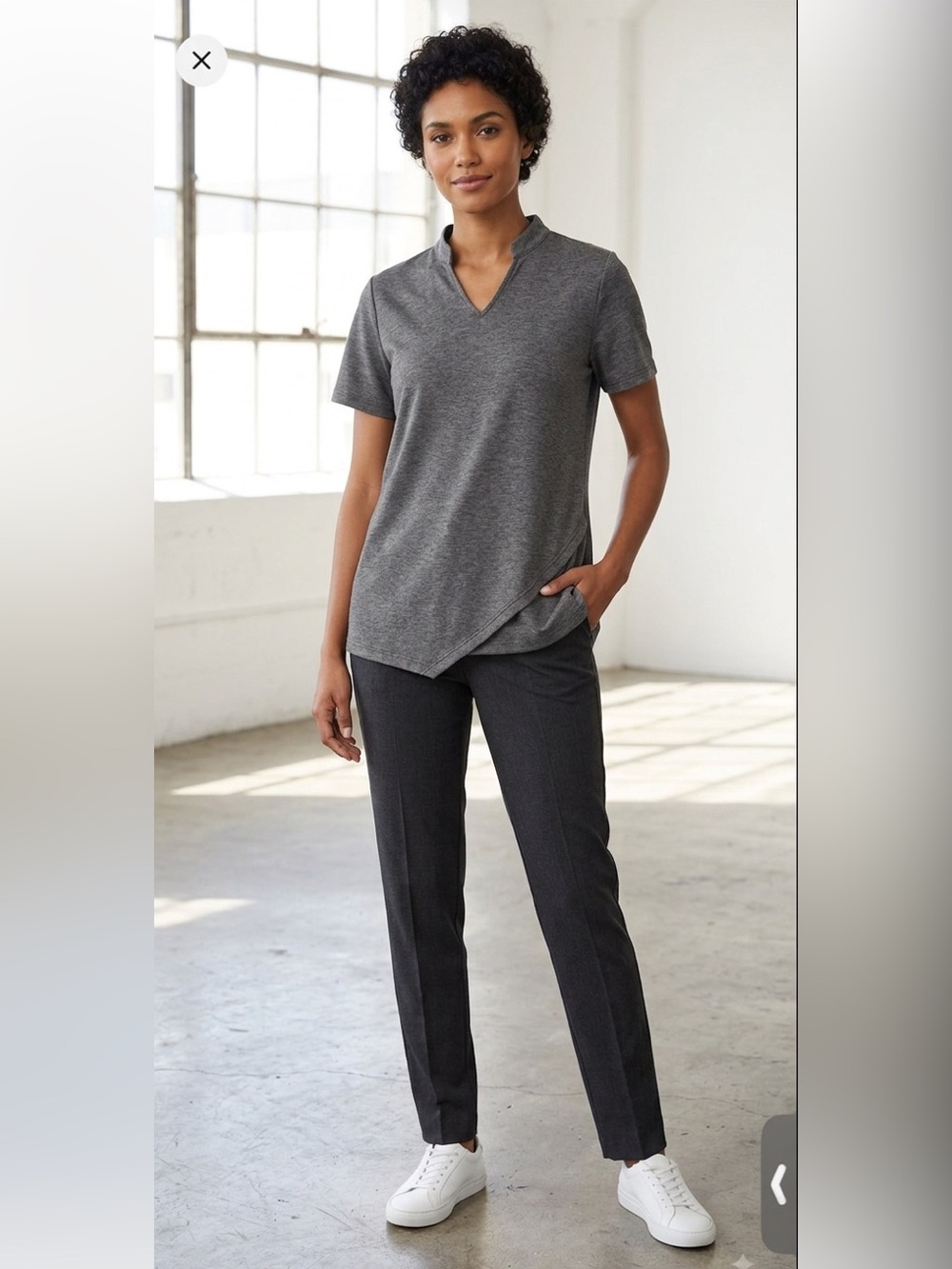 Miss Fortune Charcoal Short Sleeve Top. Size 3X. NWT
